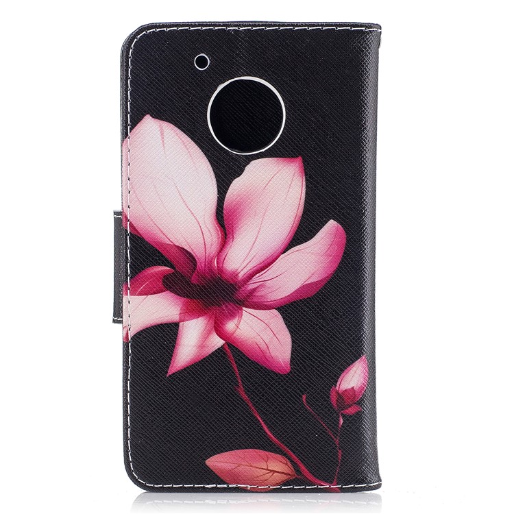 Pattern Printing Magnetic Leather Mobile Phone Case with Card Slots for Motorola Moto G5 - Flower Pattern-3