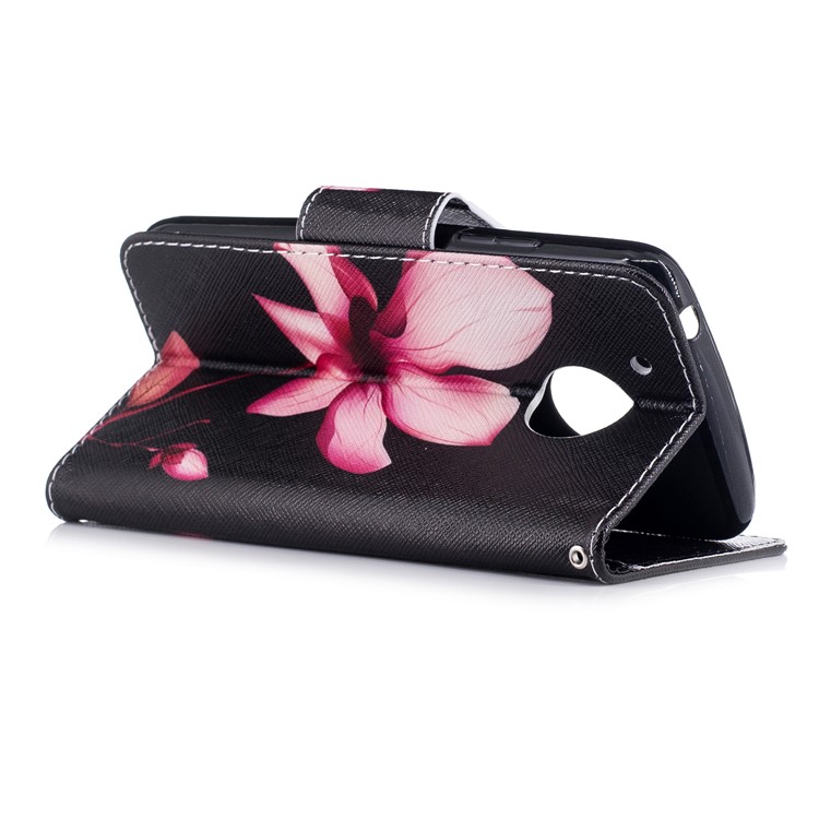 Pattern Printing Magnetic Leather Mobile Phone Case with Card Slots for Motorola Moto G5 - Flower Pattern-6