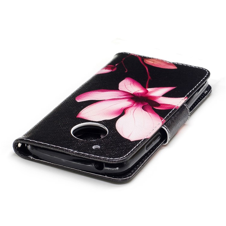 Pattern Printing Magnetic Leather Mobile Phone Case with Card Slots for Motorola Moto G5 - Flower Pattern-8