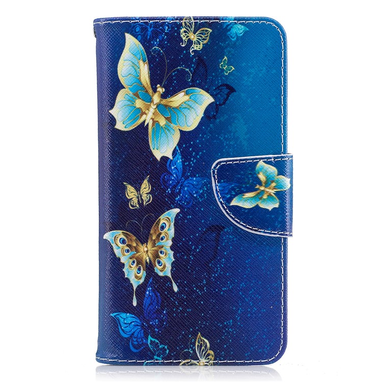 Pattern Printing Wallet Leather Mobile Casing for Motorola Moto G5 - Blue Butterflies-2