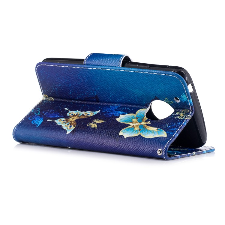 Pattern Printing Wallet Leather Mobile Casing for Motorola Moto G5 - Blue Butterflies-4