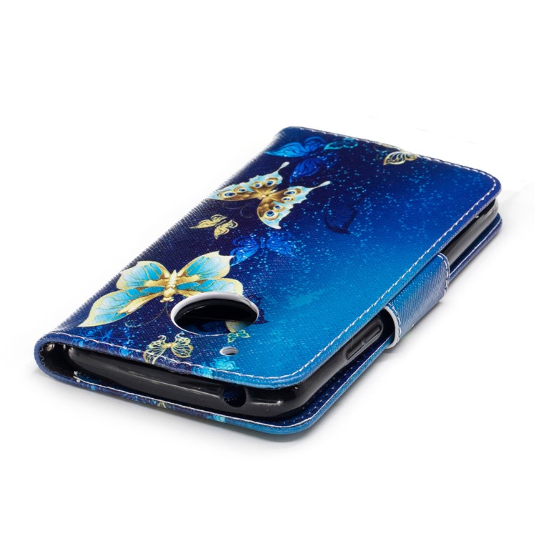 Pattern Printing Wallet Leather Mobile Casing for Motorola Moto G5 - Blue Butterflies-7