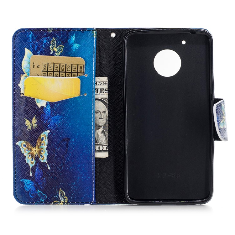 Pattern Printing Wallet Leather Mobile Casing for Motorola Moto G5 - Blue Butterflies-8