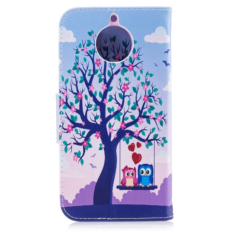 Pattern Printing PU Leather Wallet Stand Phone Case for Motorola Moto G6 - Two Swinging Owls-3