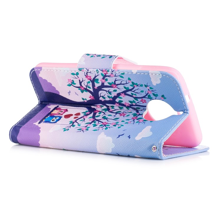 Pattern Printing PU Leather Wallet Stand Phone Case for Motorola Moto G6 - Two Swinging Owls-4