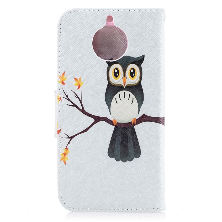 Pattern Printing PU Leather Wallet Protection Case Cover for Motorola Moto G5S - An Owl Standing on Branch-3