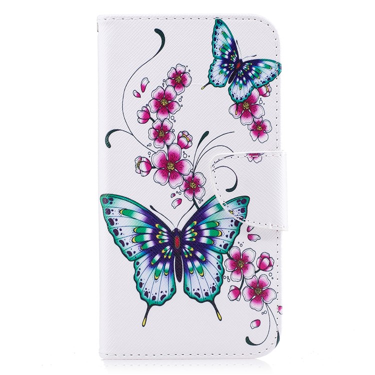 Pattern Printing PU Leather Wallet Flip Stand Cover Shell for Motorola Moto G5S - Butterflies and Flowers-2