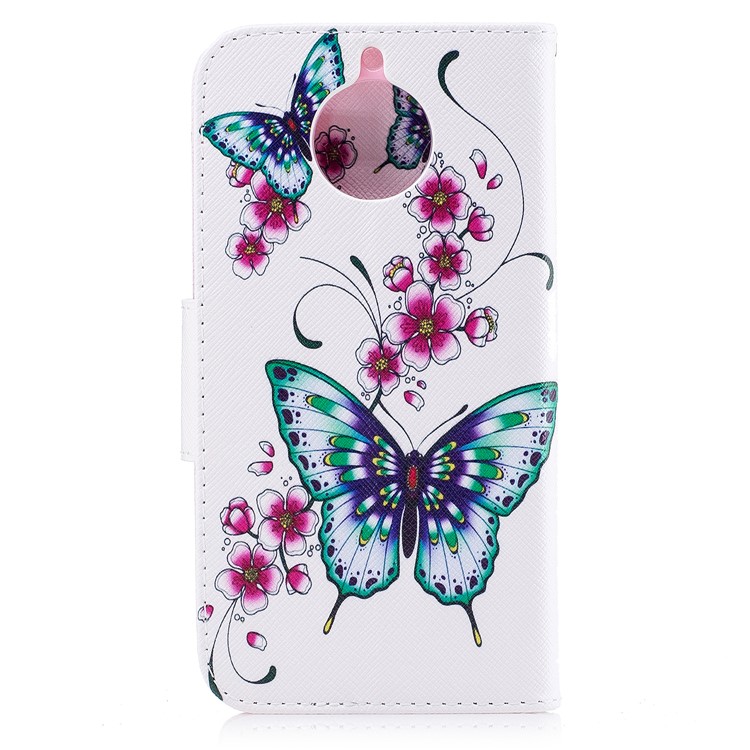Pattern Printing PU Leather Wallet Flip Stand Cover Shell for Motorola Moto G5S - Butterflies and Flowers-3