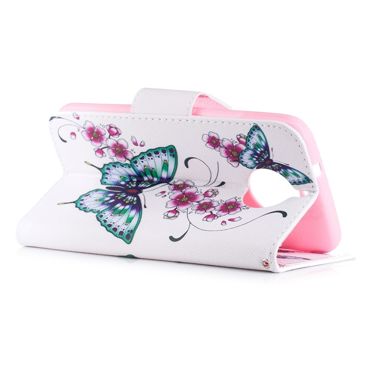 Pattern Printing PU Leather Wallet Flip Stand Cover Shell for Motorola Moto G5S - Butterflies and Flowers-4