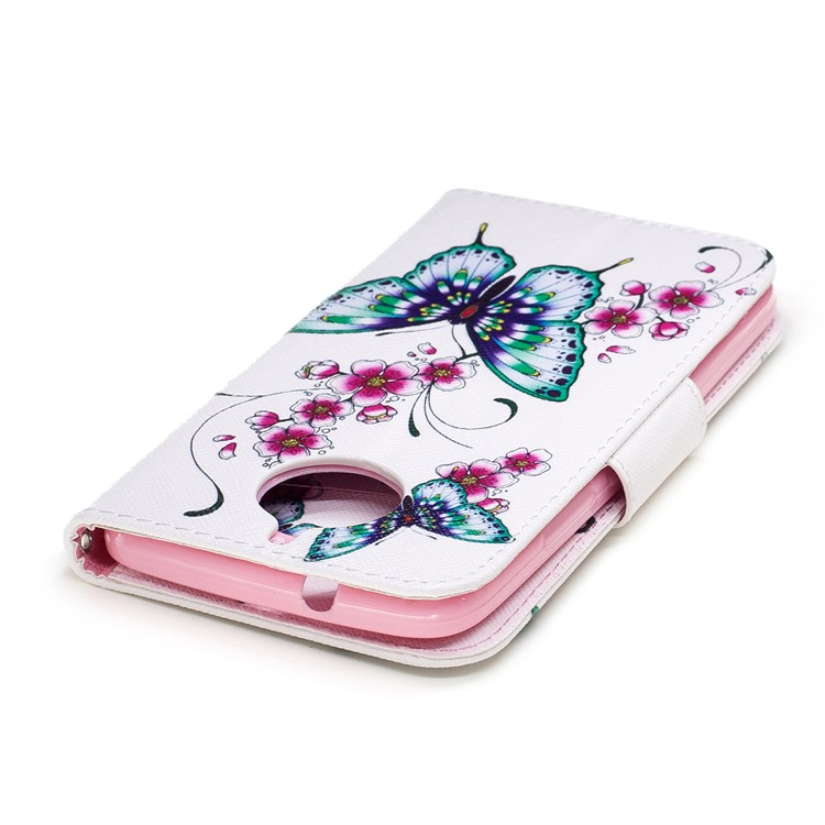 Pattern Printing PU Leather Wallet Flip Stand Cover Shell for Motorola Moto G5S - Butterflies and Flowers-7