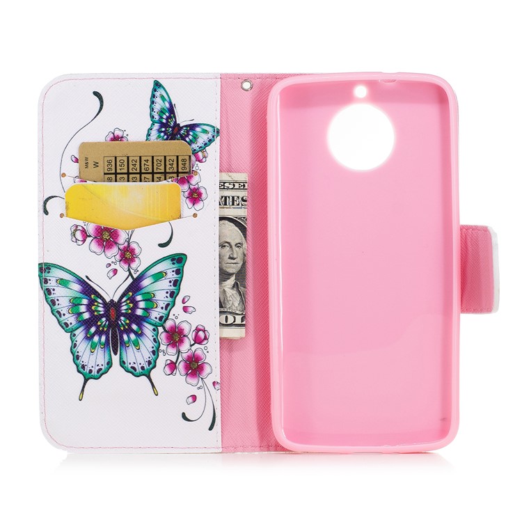 Pattern Printing PU Leather Wallet Flip Stand Cover Shell for Motorola Moto G5S - Butterflies and Flowers-8