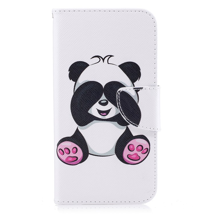 Pattern Printing Stand Wallet Leather Folio Flip Phone Cover for Motorola Moto G5S - Adorable Panda-2