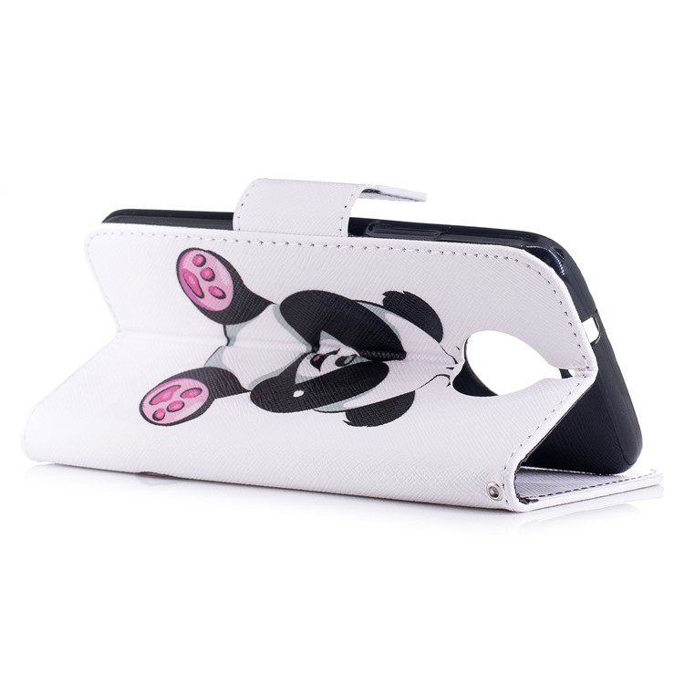 Pattern Printing Stand Wallet Leather Folio Flip Phone Cover for Motorola Moto G5S - Adorable Panda-4