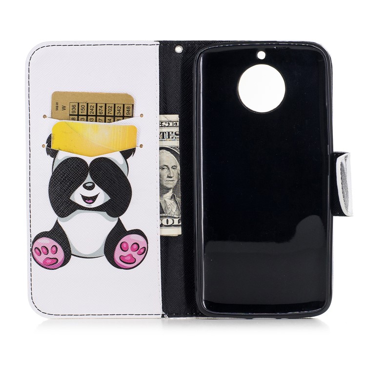 Pattern Printing Stand Wallet Leather Folio Flip Phone Cover for Motorola Moto G5S - Adorable Panda-8