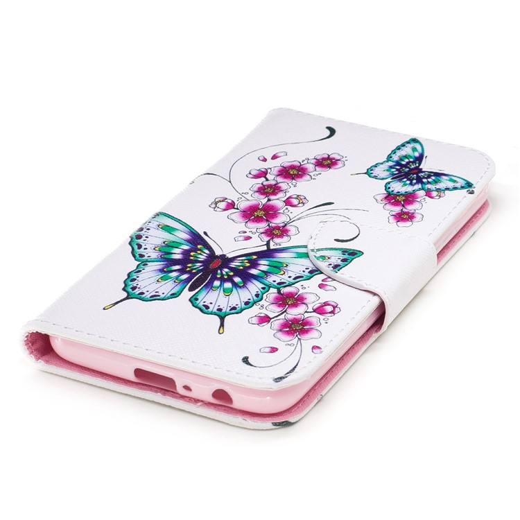 Pattern Printing Protective Leather Wallet Stand Case for Motorola Moto G5 Plus - Green Butterfly and Flower Pattern-6