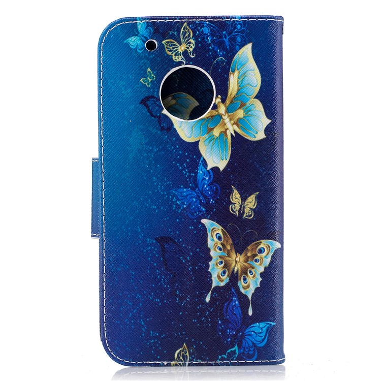 Pattern Printing Protective Leather Wallet Phone Casing with Stand for Motorola Moto G5 Plus - Butterflies in Blue Background-3