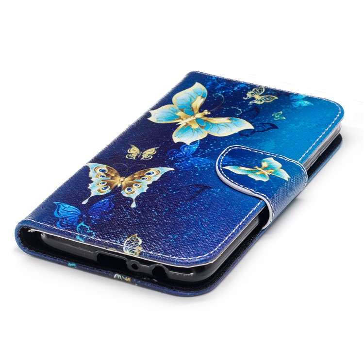 Pattern Printing Protective Leather Wallet Phone Casing with Stand for Motorola Moto G5 Plus - Butterflies in Blue Background-6
