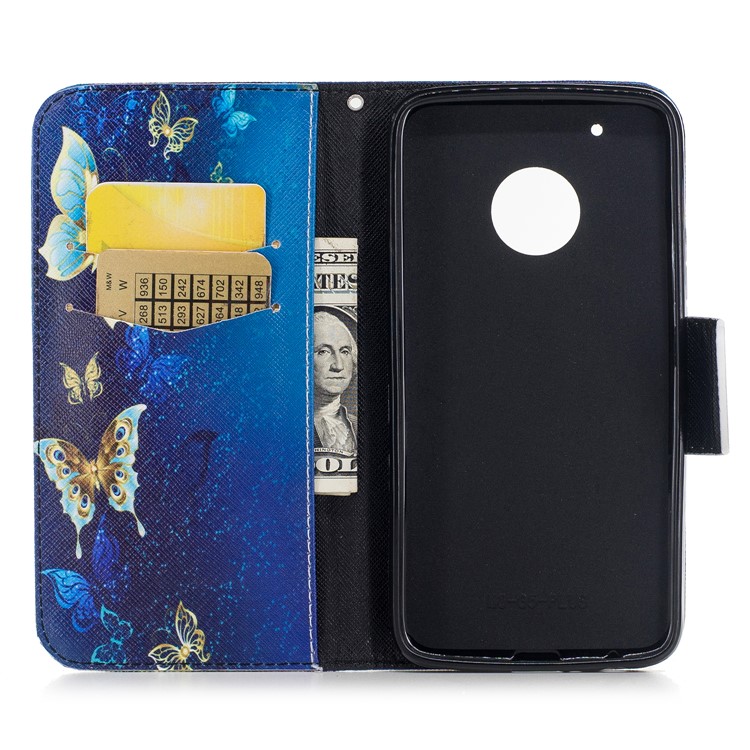 Pattern Printing Protective Leather Wallet Phone Casing with Stand for Motorola Moto G5 Plus - Butterflies in Blue Background-8