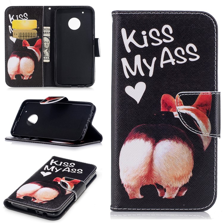 Pattern Printing PU Leather Wallet Magnetic Case for Motorola Moto G5 Plus - Kiss My Ass-1