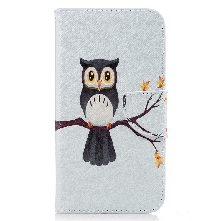 Pattern Printing Leather Wallet Cell Phone Cover with Stand for Motorola Moto G5 Plus - Owl-2