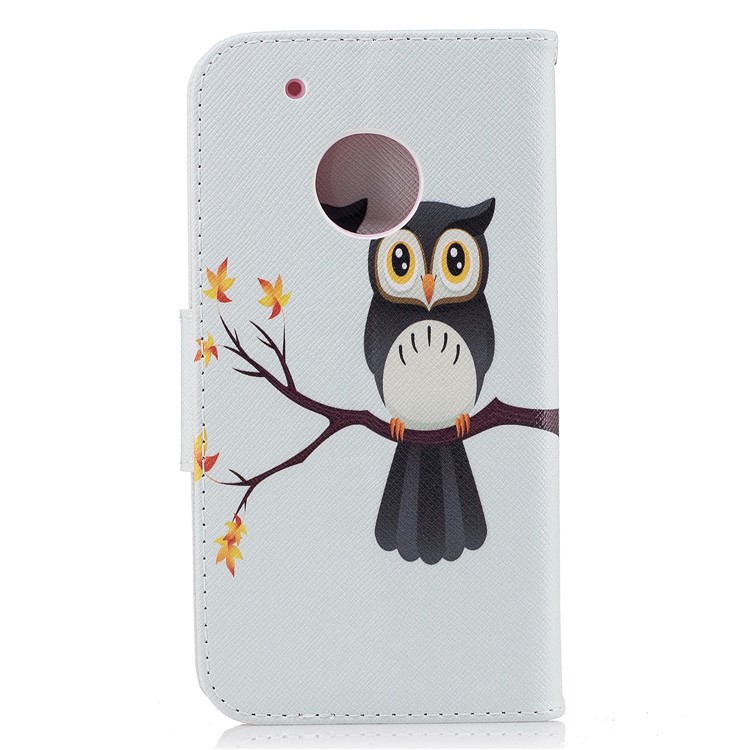 Pattern Printing Leather Wallet Cell Phone Cover with Stand for Motorola Moto G5 Plus - Owl-3