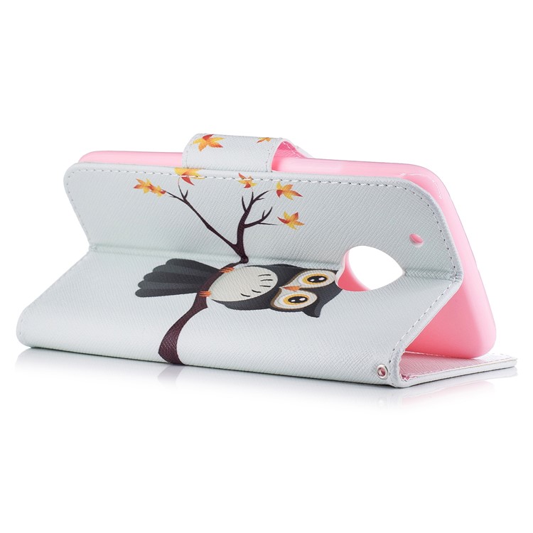 Pattern Printing Leather Wallet Cell Phone Cover with Stand for Motorola Moto G5 Plus - Owl-4