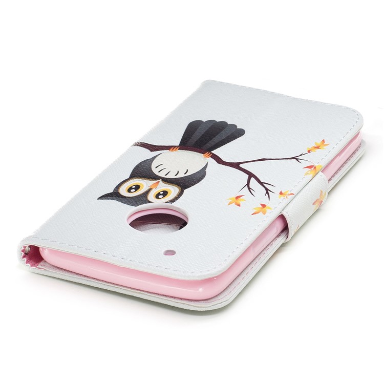 Pattern Printing Leather Wallet Cell Phone Cover with Stand for Motorola Moto G5 Plus - Owl-7