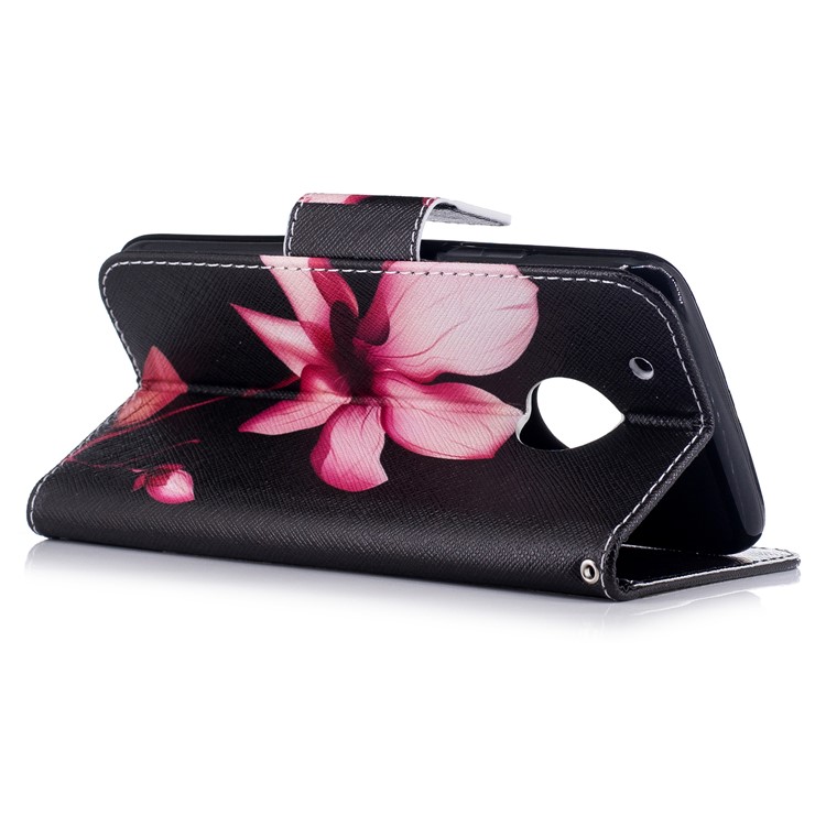 Pattern Printing PU Leather Wallet Phone Casing with Stand for Motorola Moto G5 Plus - Flower Pattern-4