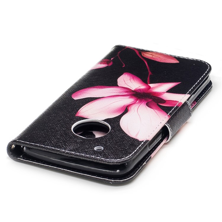 Pattern Printing PU Leather Wallet Phone Casing with Stand for Motorola Moto G5 Plus - Flower Pattern-7