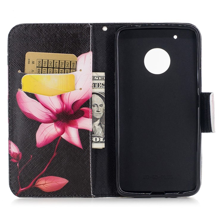 Pattern Printing PU Leather Wallet Phone Casing with Stand for Motorola Moto G5 Plus - Flower Pattern-8