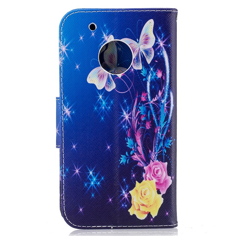 For Motorola Moto G5 Plus Pattern Printing PU Leather Wallet Magnetic Case - Rose and Two Butterflies-3