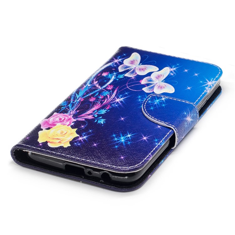 For Motorola Moto G5 Plus Pattern Printing PU Leather Wallet Magnetic Case - Rose and Two Butterflies-6