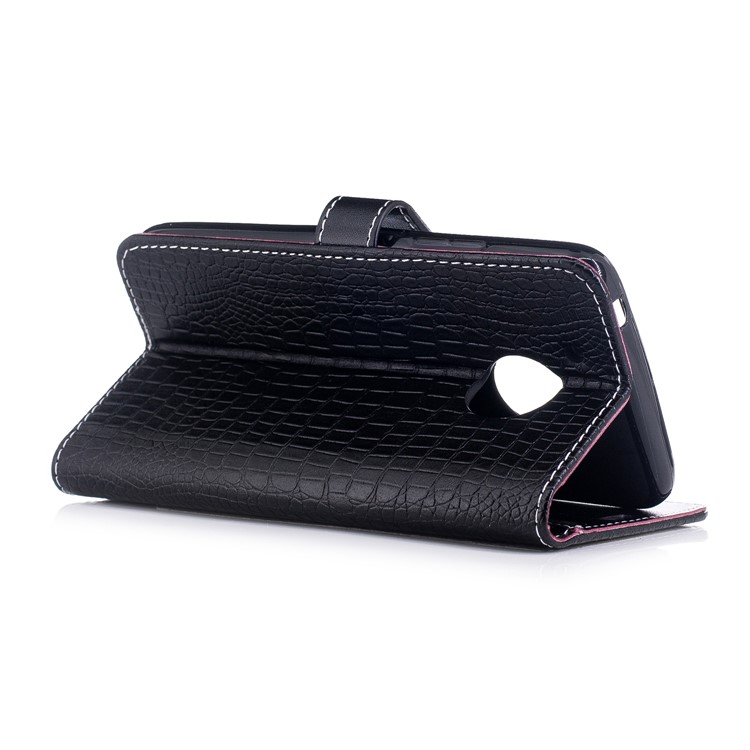 Crocodile Grain Wallet PU Leather Stand Case for Motorola Moto G5 - Black-4