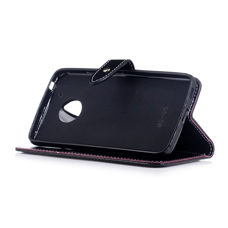 Crocodile Grain Wallet PU Leather Stand Case for Motorola Moto G5 - Black-5