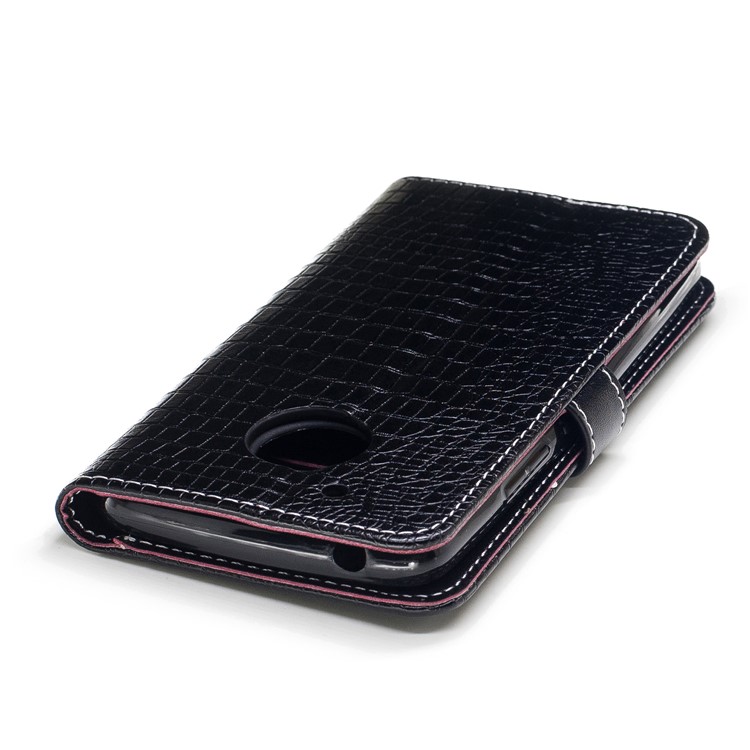 Crocodile Grain Wallet PU Leather Stand Case for Motorola Moto G5 - Black-7