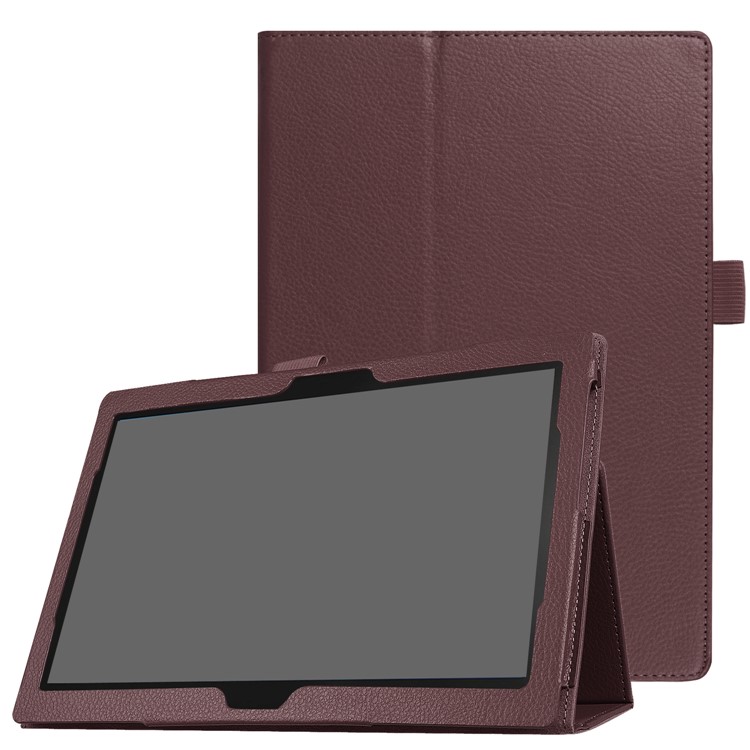 Litchi Grain PU Leather Stand Universal Cover Case for Lenovo Tab 4 10 Plus / Tab 4 10 - Brown-1