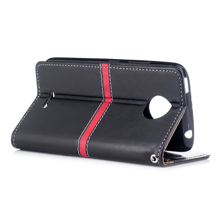 For Moto C Plus Graceful Series Foldable Leather Wallet Mobile Phone Case - Black-4