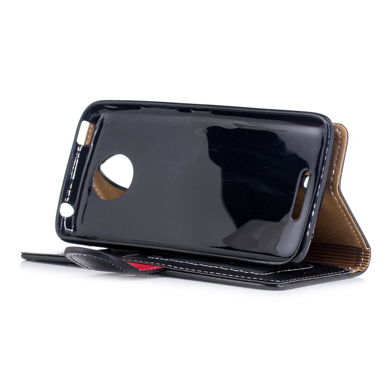 For Moto C Plus Graceful Series Foldable Leather Wallet Mobile Phone Case - Black-5