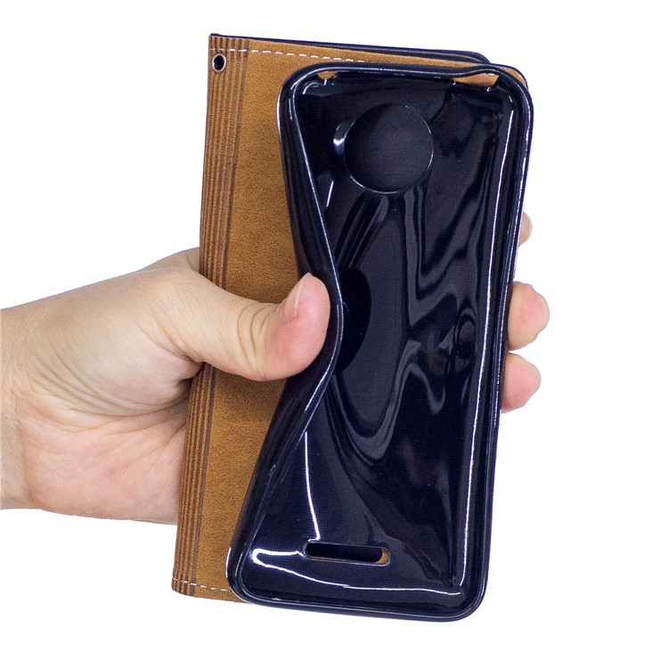 For Moto C Plus Graceful Series Foldable Leather Wallet Mobile Phone Case - Black-8