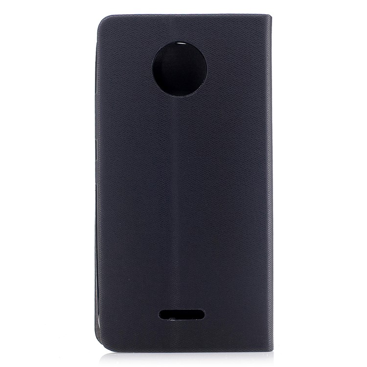 For Motorola Moto C Plus Contrast Color Leather Card Holder Flip Cover - Black-2