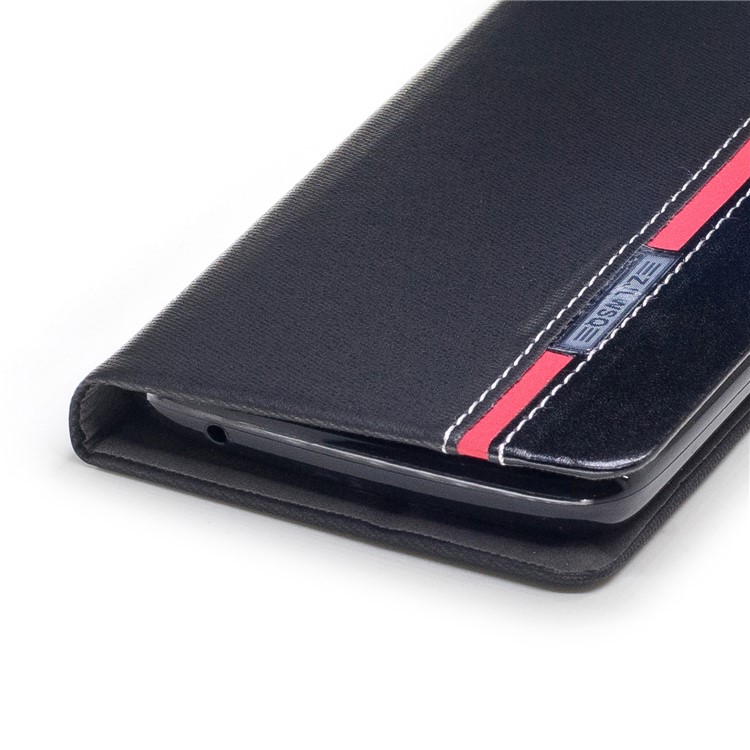 For Motorola Moto C Plus Contrast Color Leather Card Holder Flip Cover - Black-5