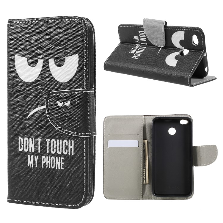 Patterned Cross Texture Wallet Leather Stand Mobile Case for Xiaomi Redmi Note 4X - DON'T TOUCH MY PHONE-1
