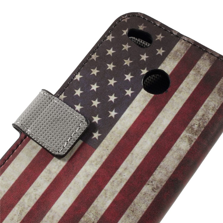 Patterned Leather Wallet Stand Case for Xiaomi Redmi 4X - Vintage US American Flag-10