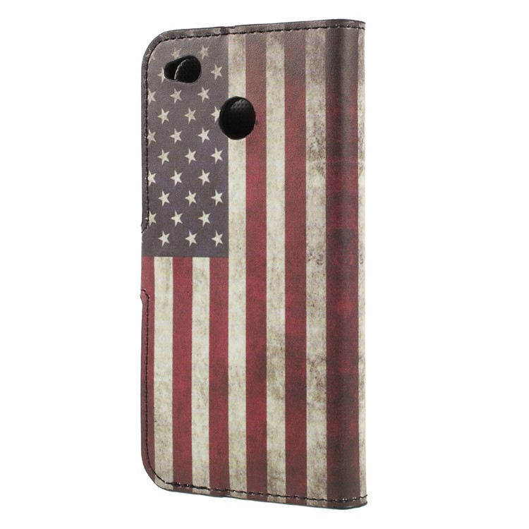 Patterned Leather Wallet Stand Case for Xiaomi Redmi 4X - Vintage US American Flag-2