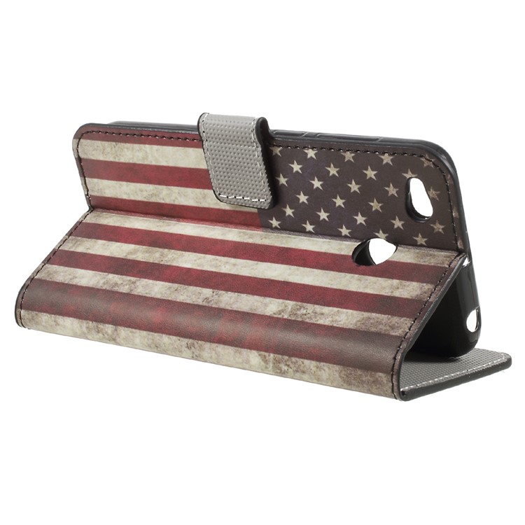 Patterned Leather Wallet Stand Case for Xiaomi Redmi 4X - Vintage US American Flag-5