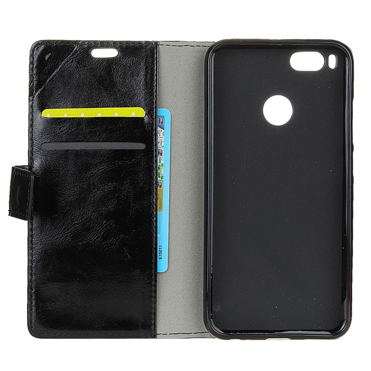 Crazy Horse Stand Wallet Leather Cell Phone Casing for Xiaomi Mi 5X - Black-3