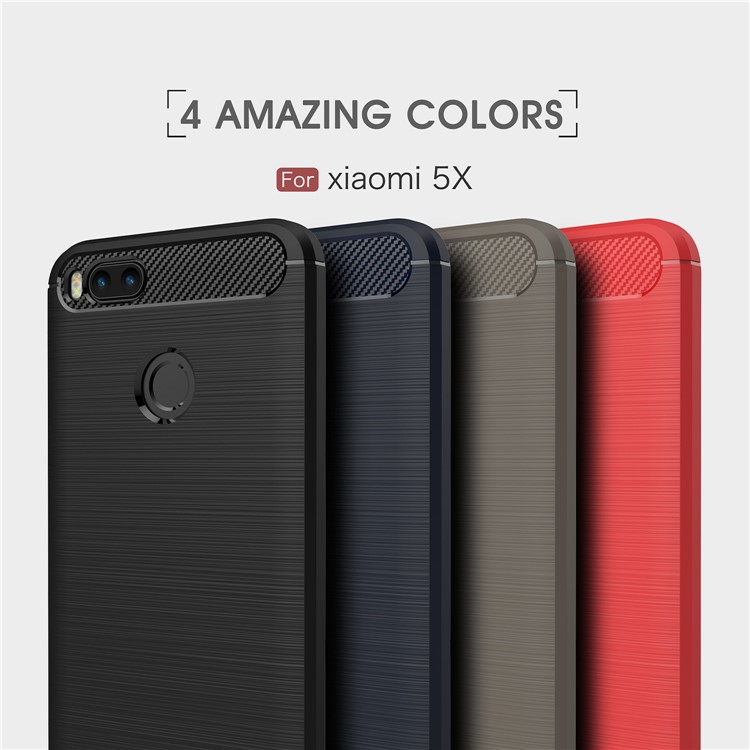 For Xiaomi Mi 5X Carbon Fiber Brushed TPU Case - Black-11