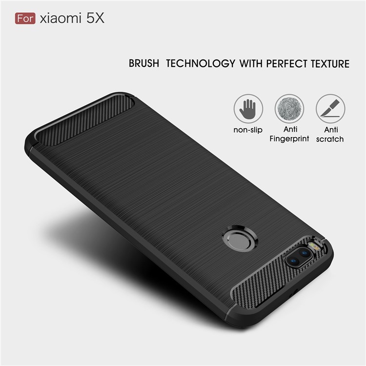 For Xiaomi Mi 5X Carbon Fiber Brushed TPU Case - Black-3