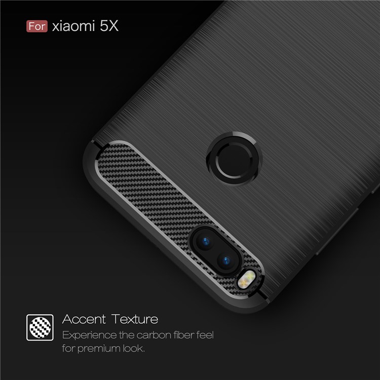 For Xiaomi Mi 5X Carbon Fiber Brushed TPU Case - Black-4