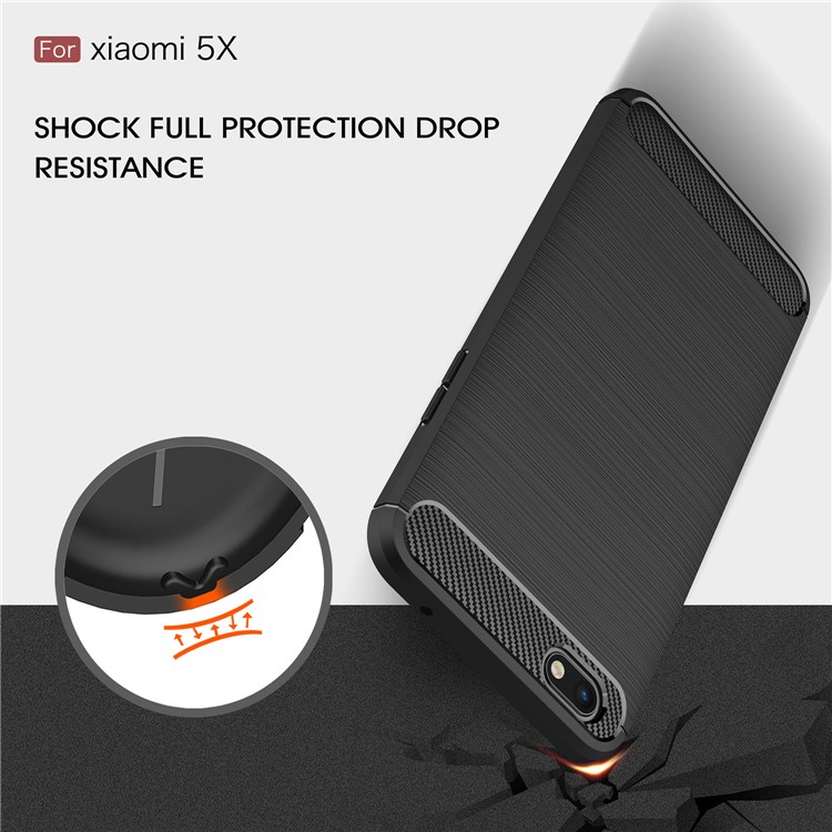 For Xiaomi Mi 5X Carbon Fiber Brushed TPU Case - Black-6